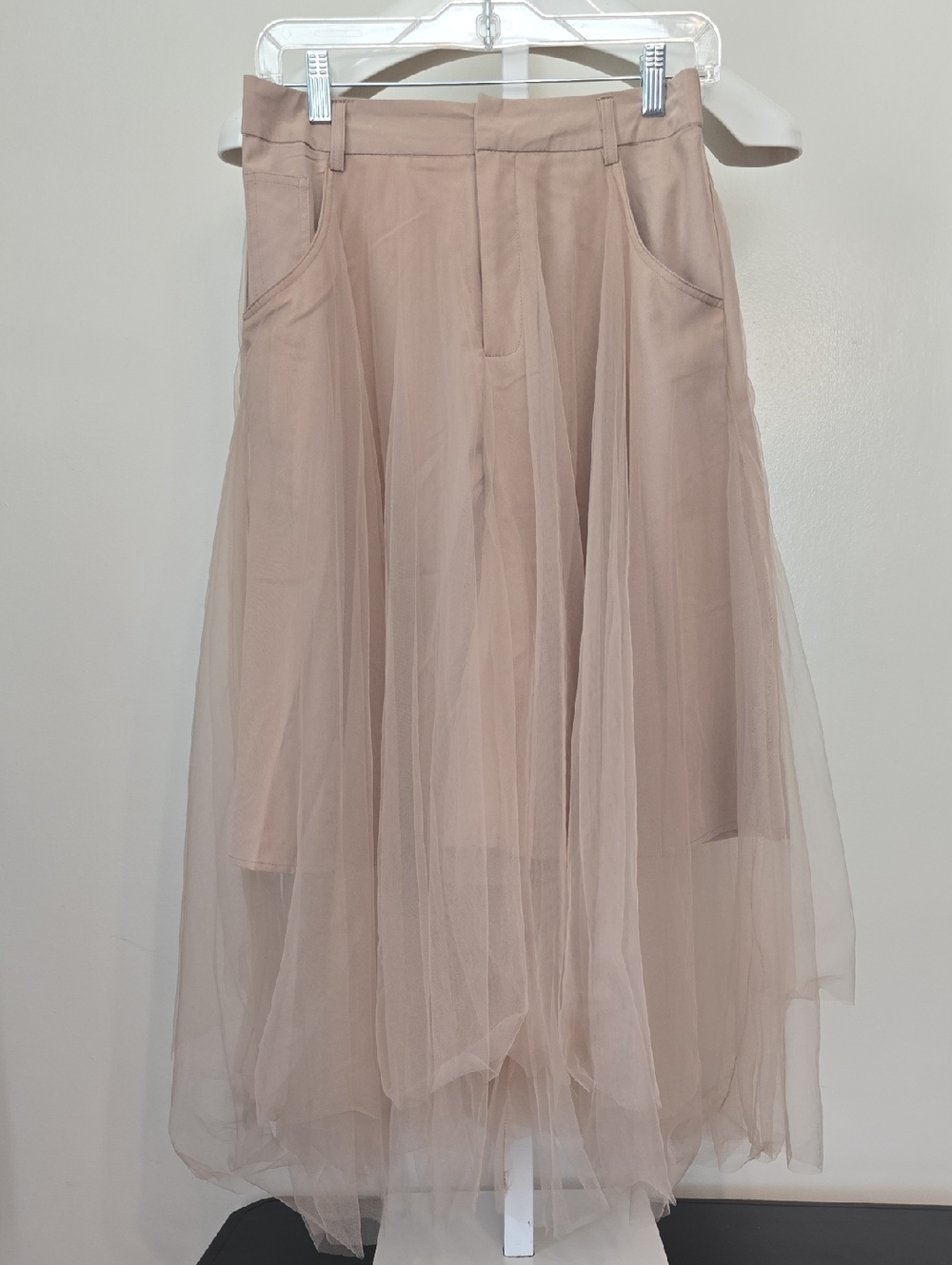 S DEER Flowy Maxi Tulle Skirt in Dusty Blush